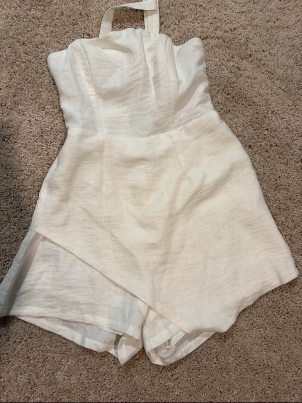 DO+BE White Strapless Linen-Look Romper Shorts